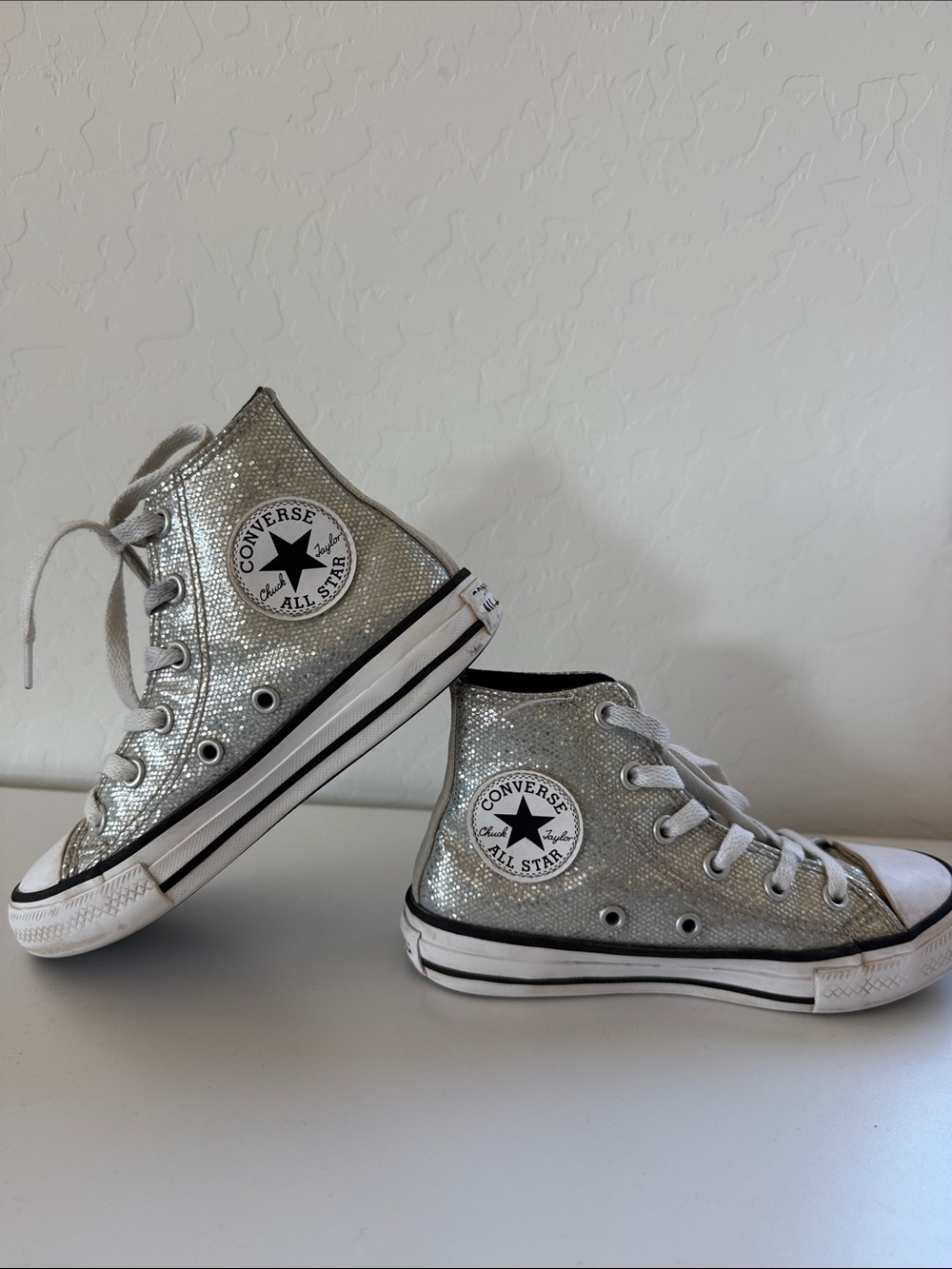 Converse Kids Silver Glitter High-Top Sneakers